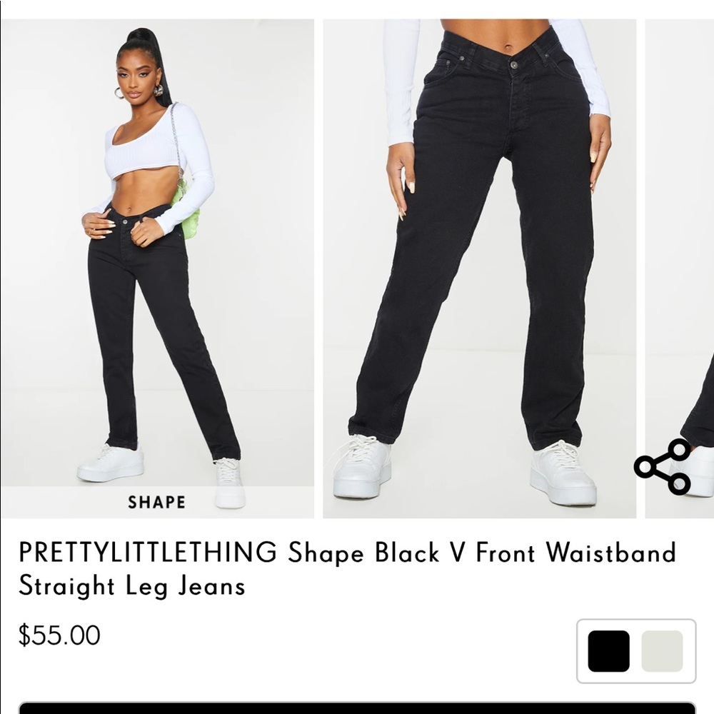 PLT Shape Black Waistband Straight Leg Jeans
